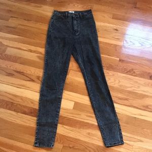 High Waisted Black/Grey Washed Jeans